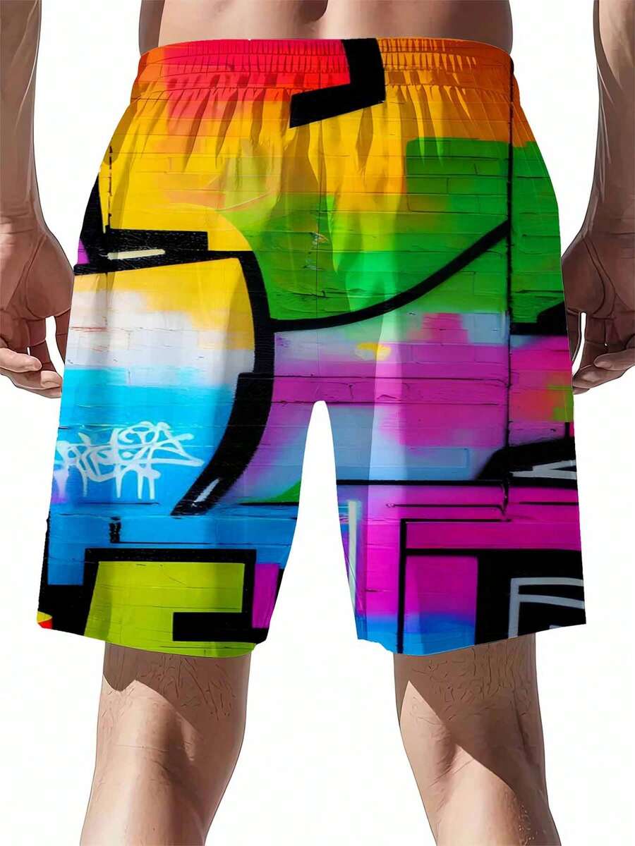 Mens Rainbow Graffiti Print Sw - Swim Trunk Quick Dry reseña y precio