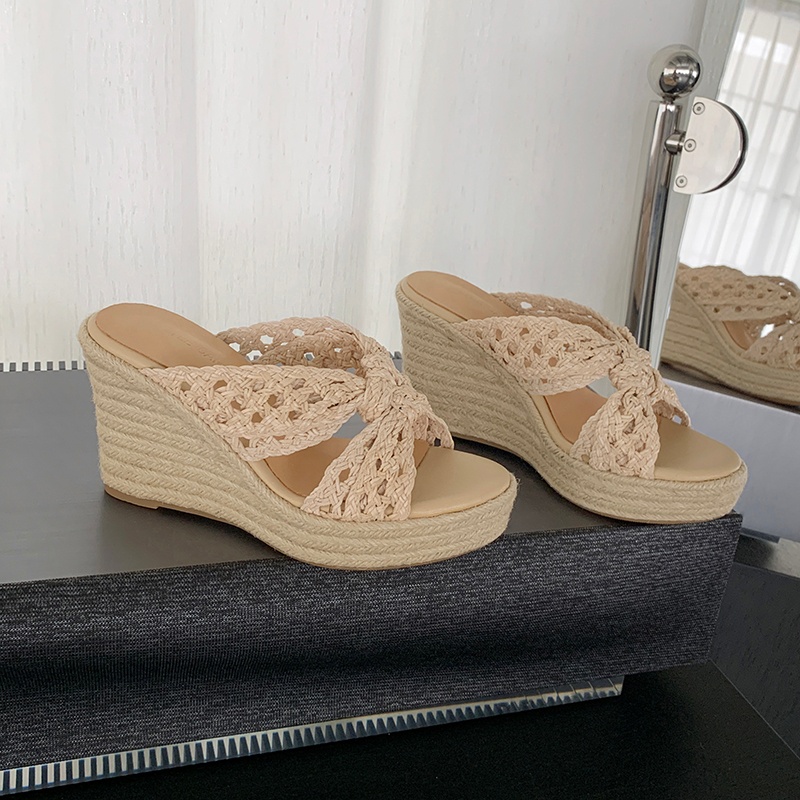 MKKHOU Women Woven Straw Wedge - Espadrille Slip On reseña y precio