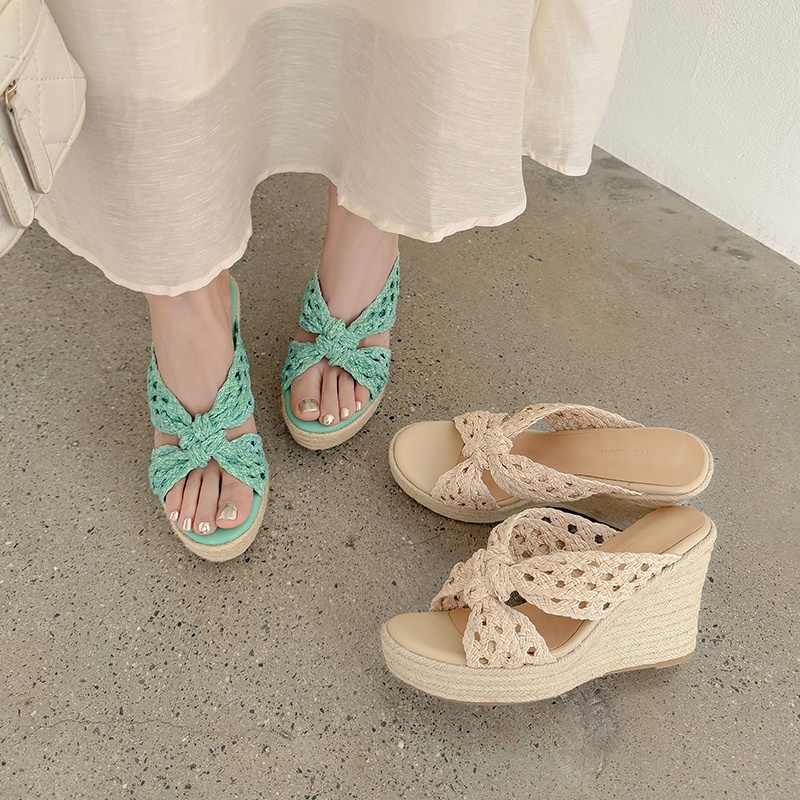 MKKHOU Women Woven Straw Wedge - Espadrille Slip On reseña y precio