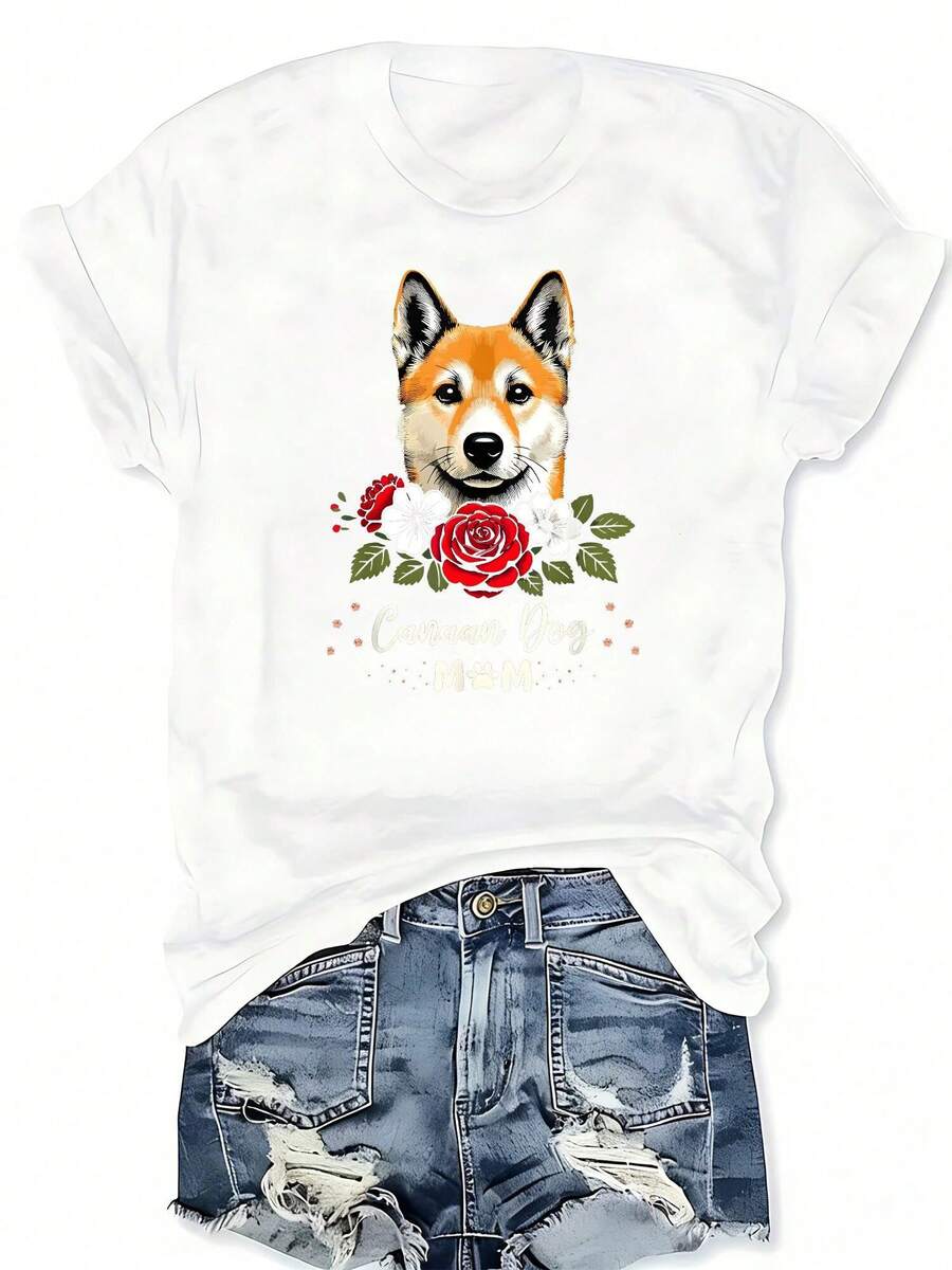 Canaan Dog Rose Floral Graphic - Tee Graphic Print reseña y precio