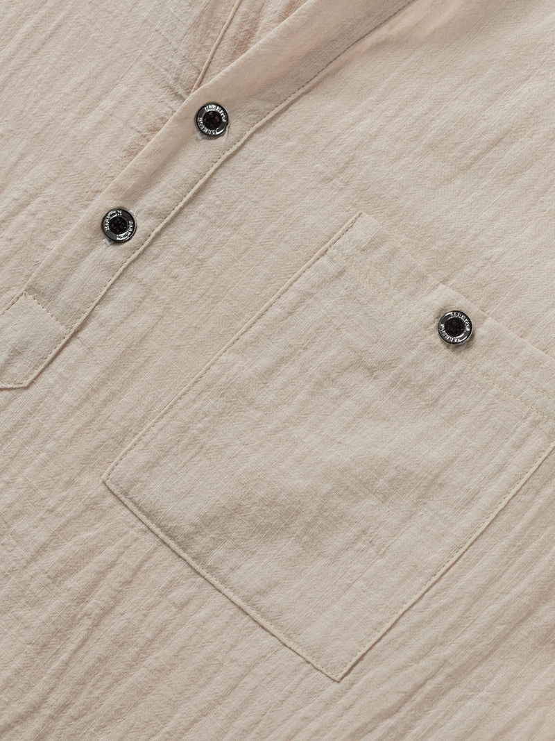 Men's Cotton Linen Henley Shir - Linen Shirt Breathable reseña y precio