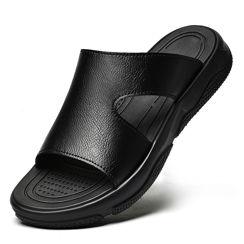 Men's Leather Slide Sandals No - Flip Flop Leather Men reseña y precio