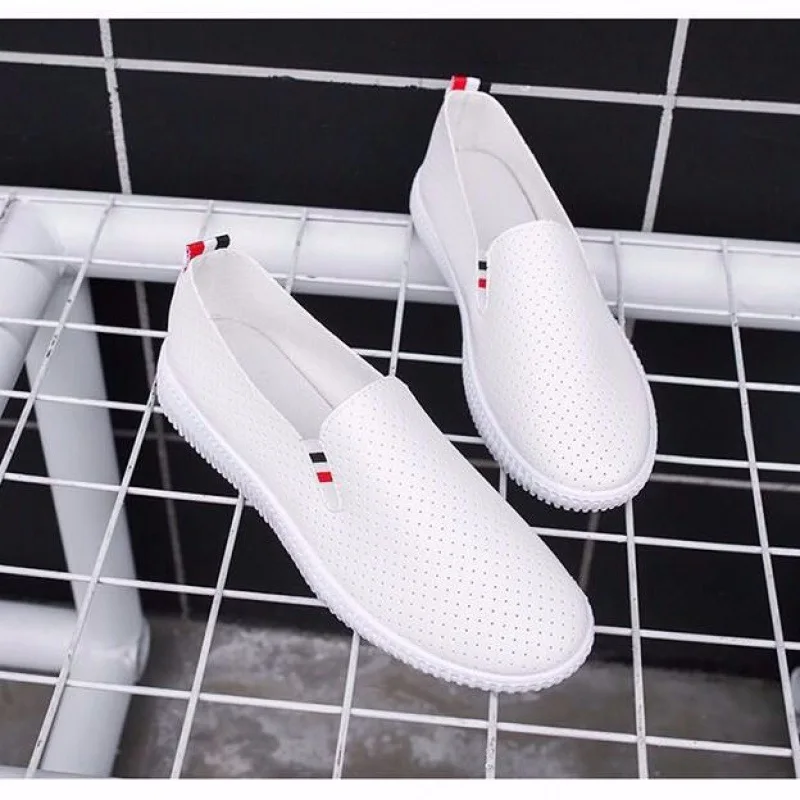 Women Sneakers White Flats Cut - Espadrille Slip On reseña y precio