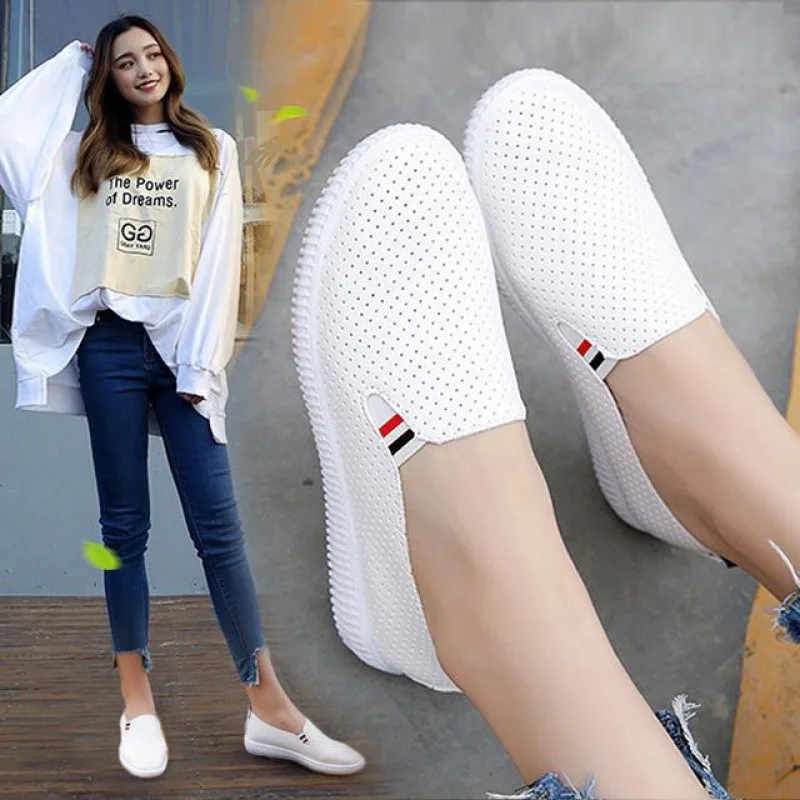 Women Sneakers White Flats Cut - Espadrille Slip On reseña y precio
