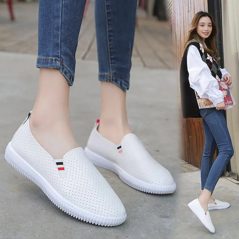 Women Sneakers White Flats Cut - Espadrille Slip On reseña y precio