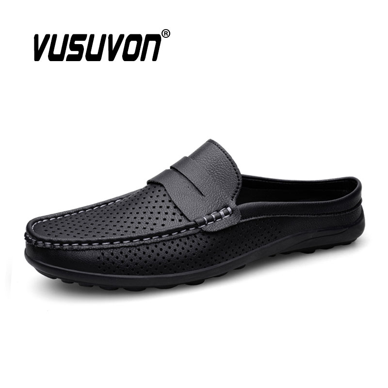 Men Mules Slippers Split Leath - Flip Flop Leather Men reseña y precio