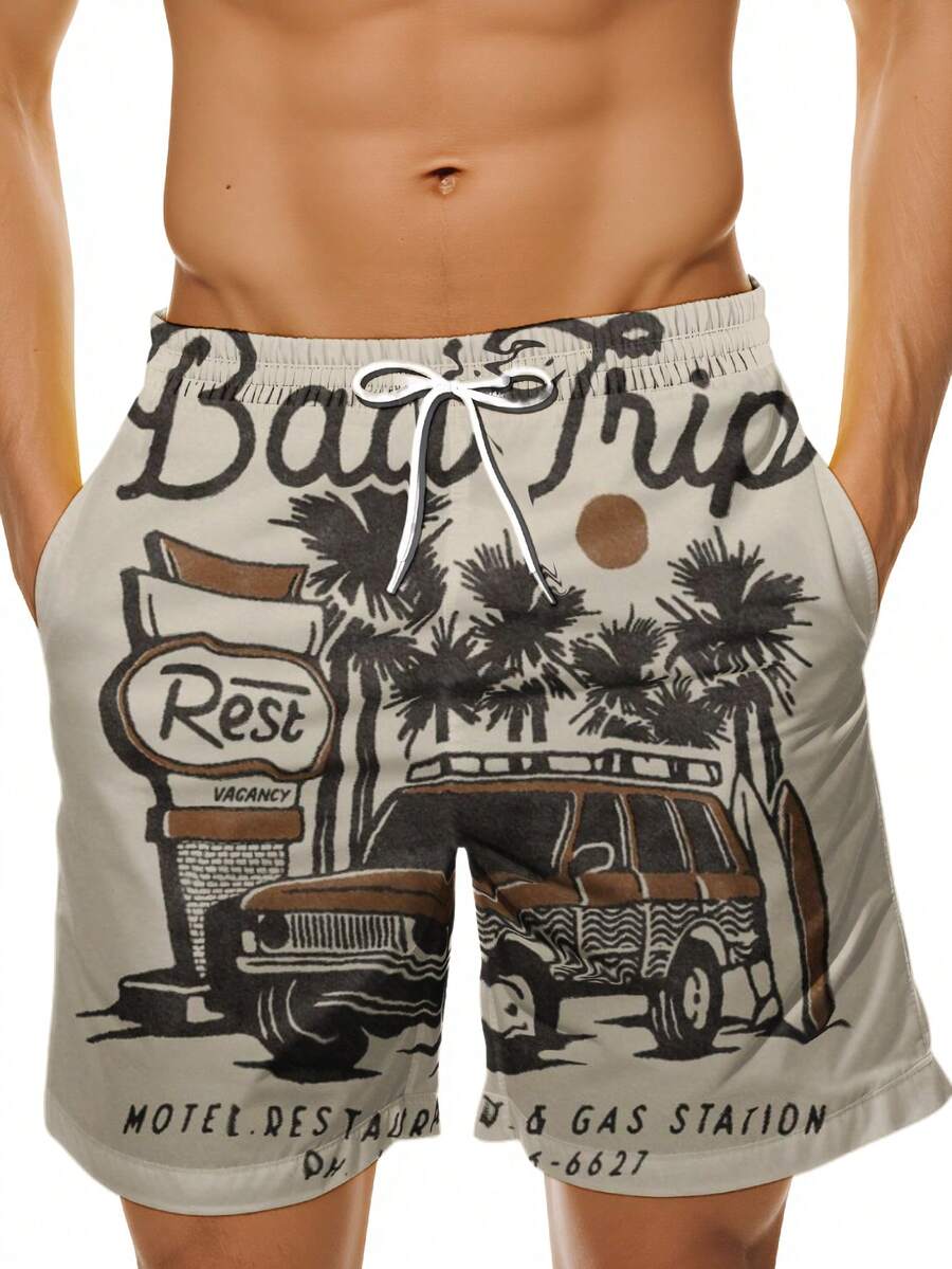 Mens Beach Trip Print Board Sh - Swim Trunk Quick Dry reseña y precio