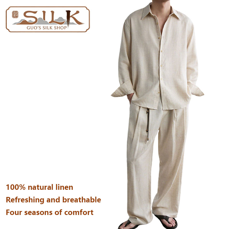 High-end Natural Linen Men's S - Linen Shirt Breathable reseña y precio
