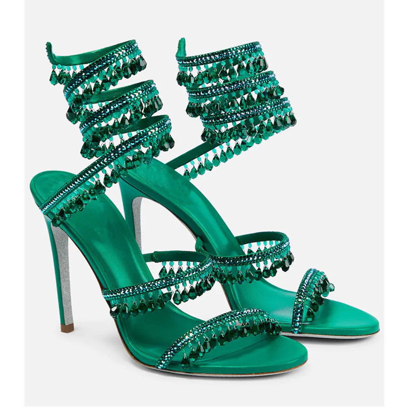 Sexy Green Crystal Fringe Stil - Casual Sandal Leather reseña y precio
