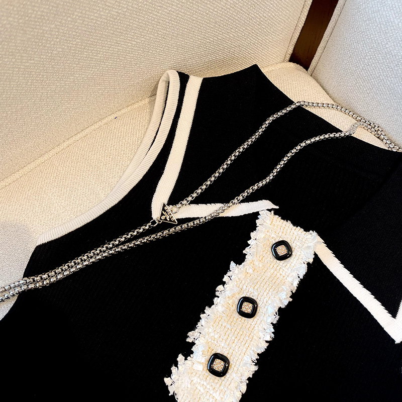 Slim Fit Knitted Vest Women's  - Shirt Camp Collar reseña y precio