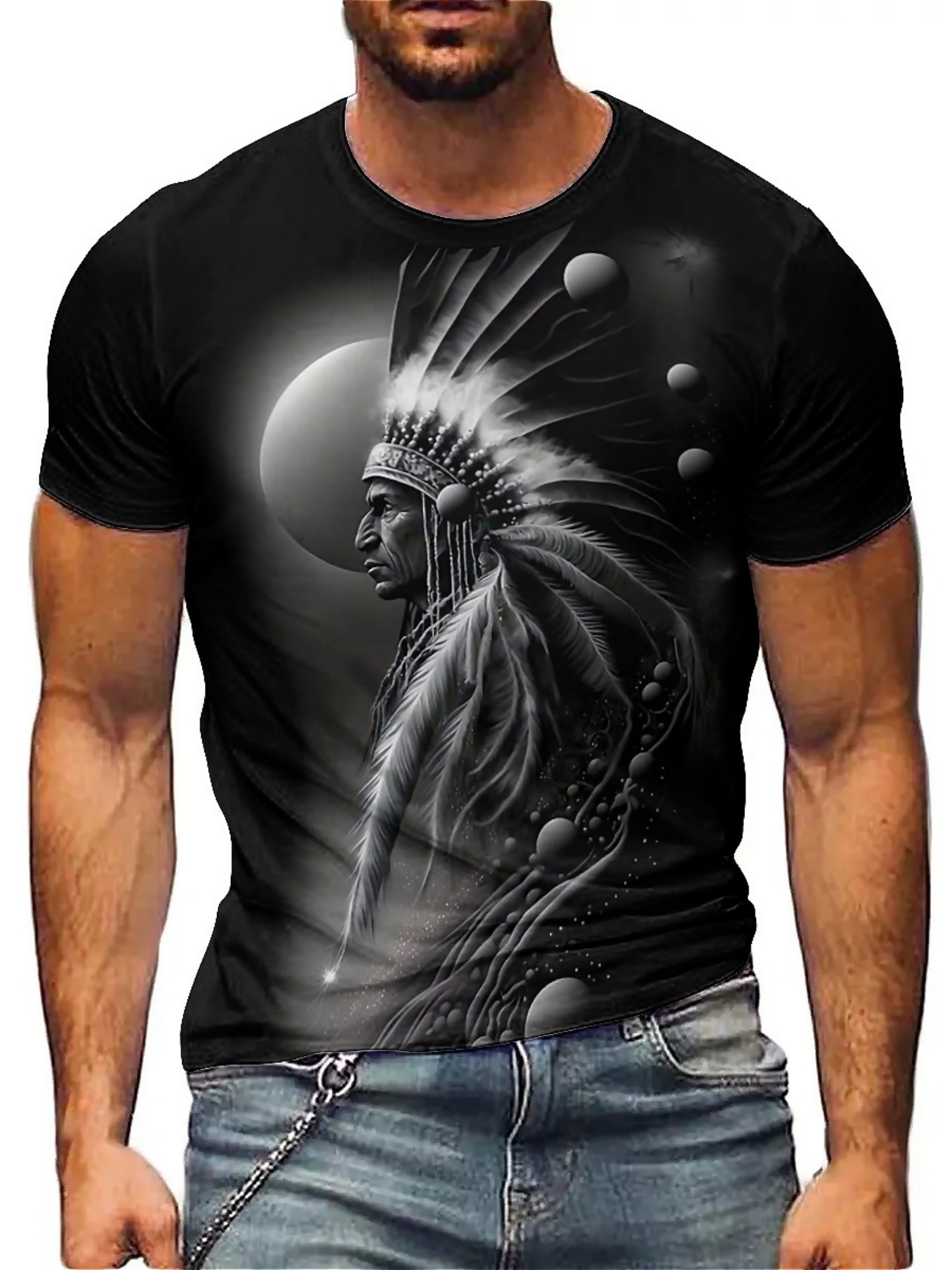 Men's 3D Printed Tribal Chieft - Tee Graphic Print reseña y precio