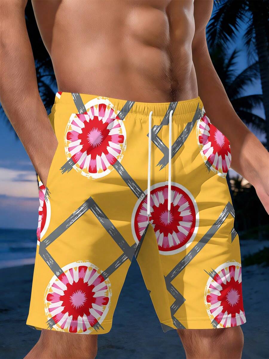 Mens Geometric Floral Print Be - Swim Trunk Quick Dry reseña y precio