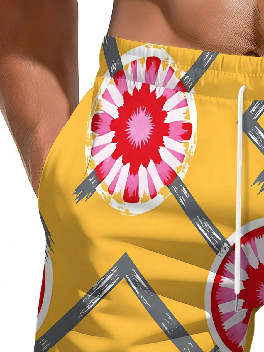 Mens Geometric Floral Print Be - Swim Trunk Quick Dry reseña y precio