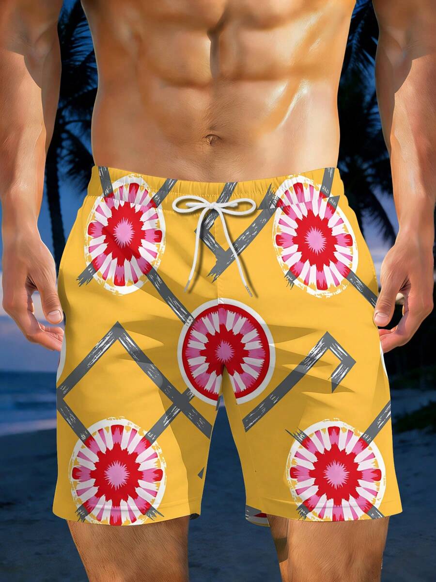 Mens Geometric Floral Print Be - Swim Trunk Quick Dry reseña y precio