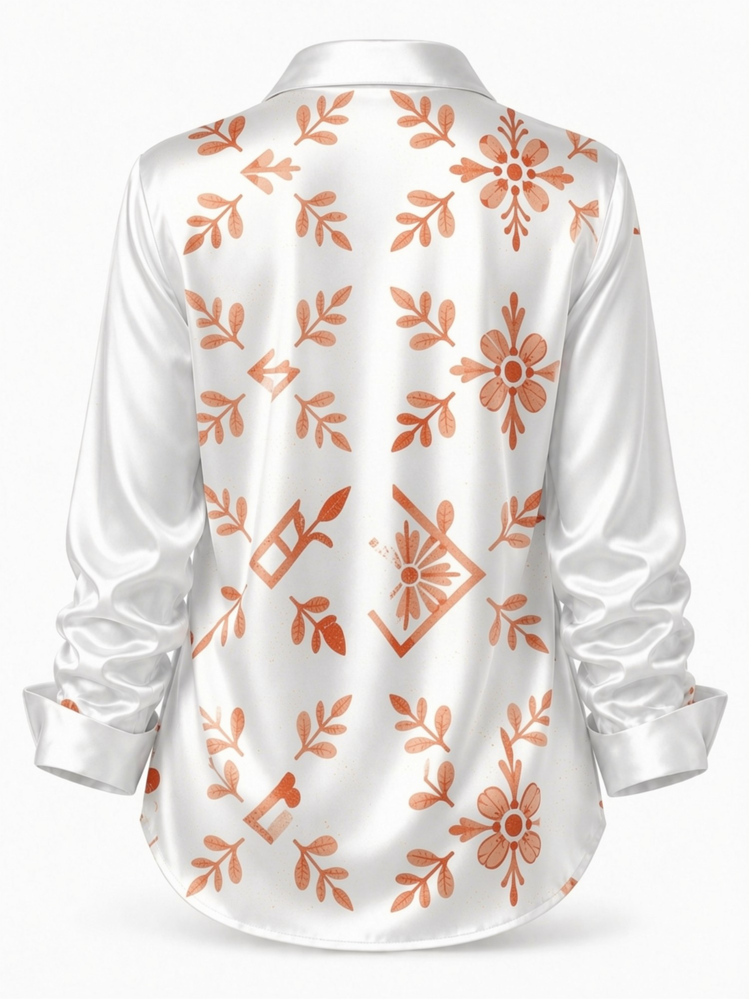 Cream Orange Floral Satin Blou - Resort Shirt Floral reseña y precio