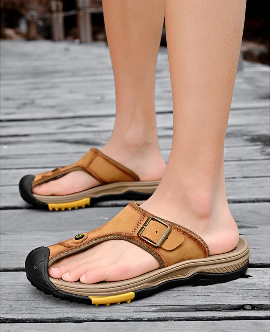Genuine Leather Sandals Men Br - Flip Flop Leather Men reseña y precio