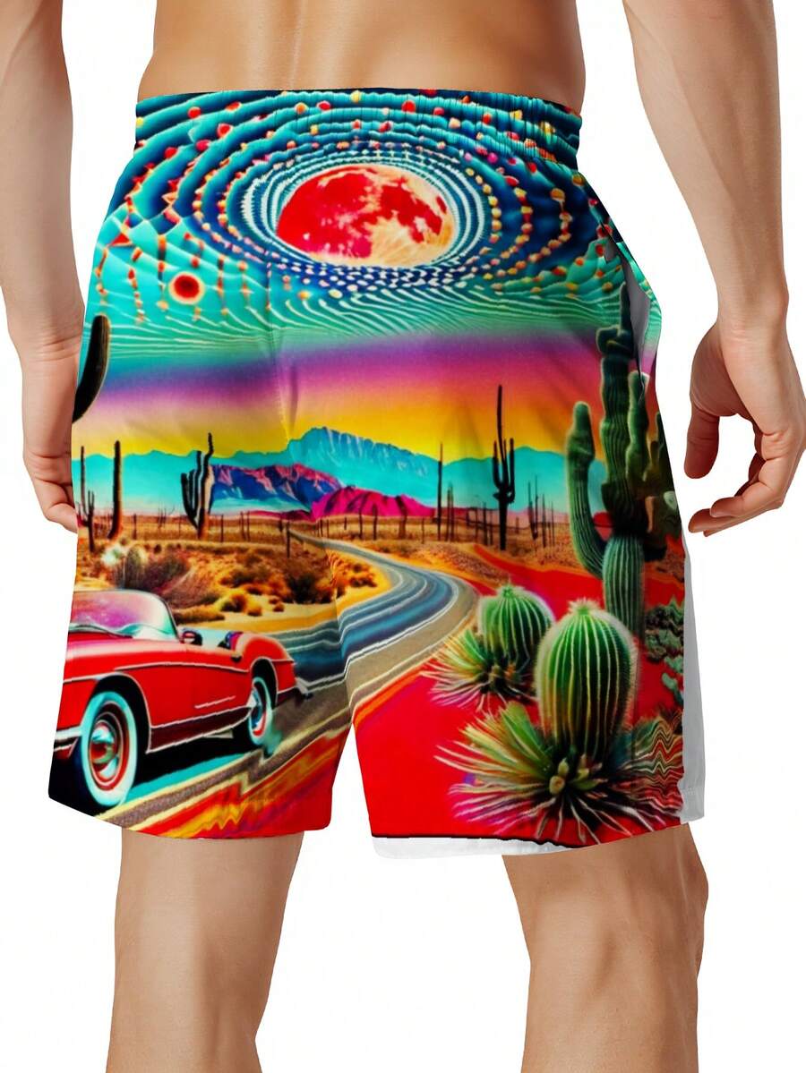 Mens Desert Scene Swim Trunks  - Swim Trunk Quick Dry reseña y precio