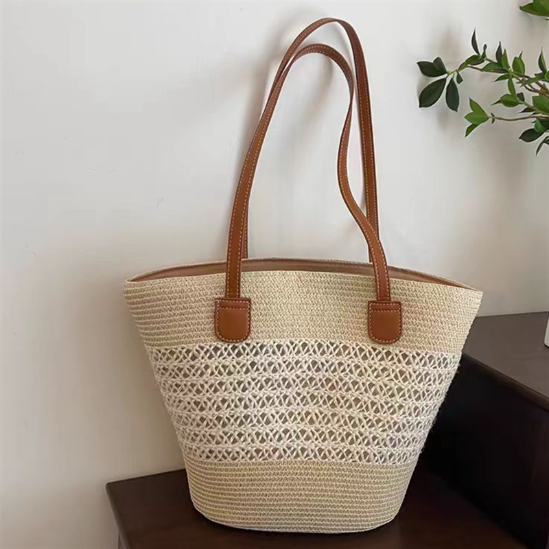 Large Capacity Straw Woven Bag - Bucket Hat Straw reseña y precio