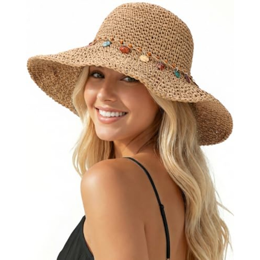 Beach Sun Hats for Women, Stra - Packable Hat Nylon reseña y precio