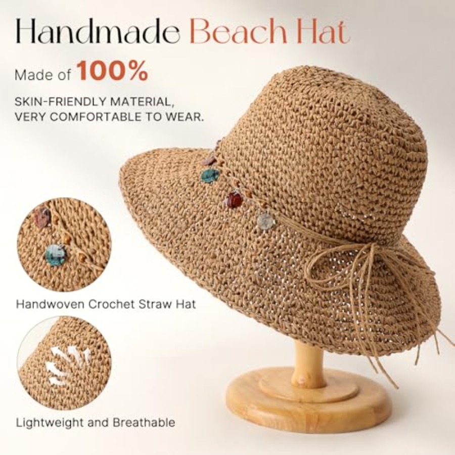 Beach Sun Hats for Women, Stra - Packable Hat Nylon reseña y precio