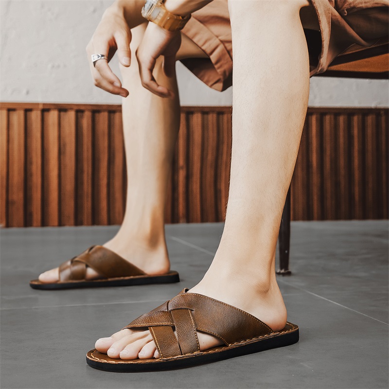 Genuine Leather Men Casual San - Flip Flop Leather Men reseña y precio
