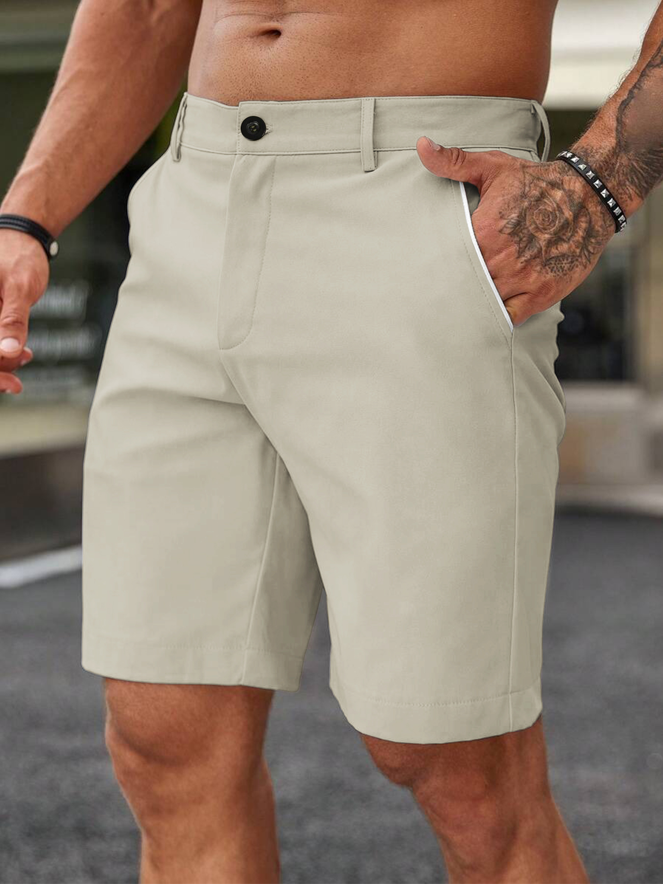 Men Fashion Slim Fit Chino Sho - Shorts Chino Slim reseña y precio