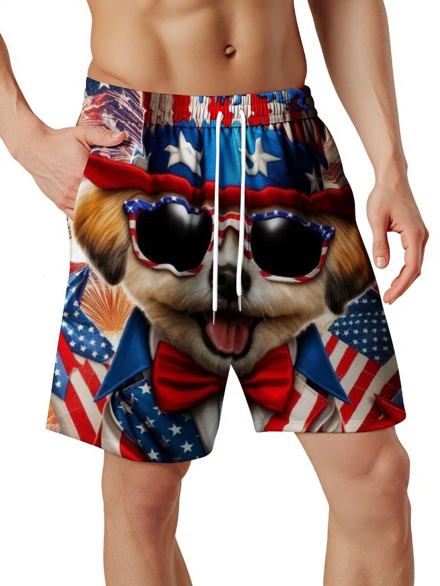 Patriotic Dog American Flag Pr - Swim Trunk Quick Dry reseña y precio
