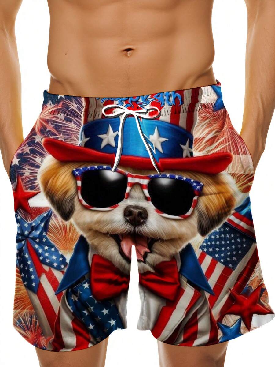Patriotic Dog American Flag Pr - Swim Trunk Quick Dry reseña y precio