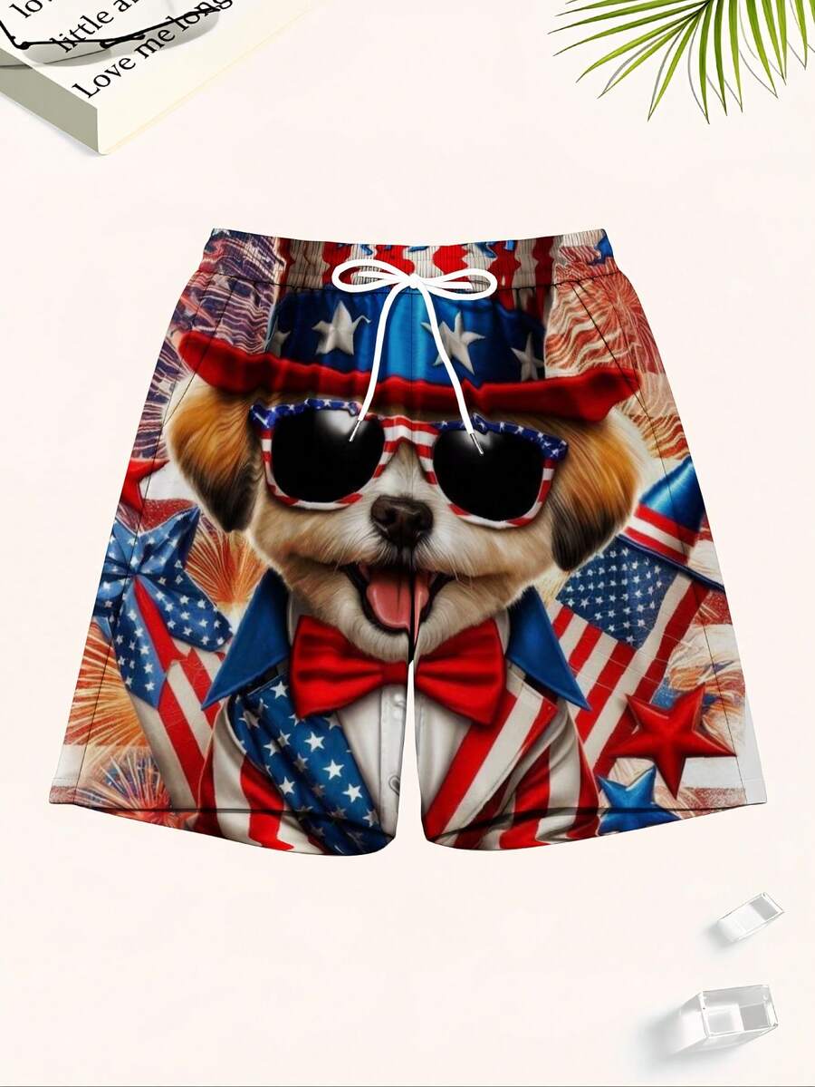 Patriotic Dog American Flag Pr - Swim Trunk Quick Dry reseña y precio