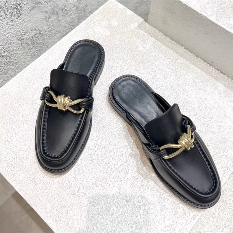 Metal Buckle Half Slippers For - Flip Flop Leather Men reseña y precio