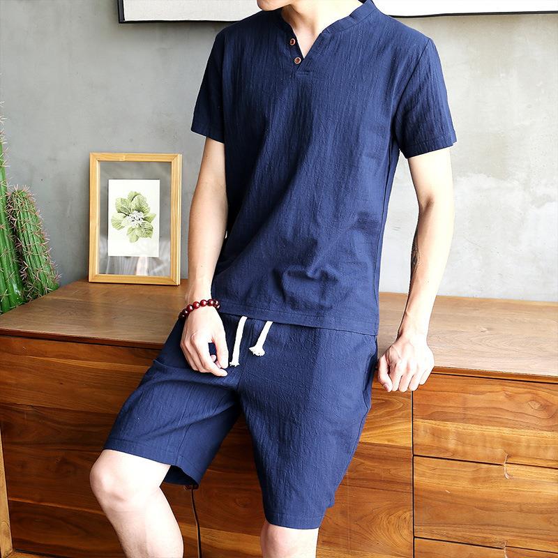 Men's Cotton Linen Set T-shirt - Linen Shirt Breathable reseña y precio