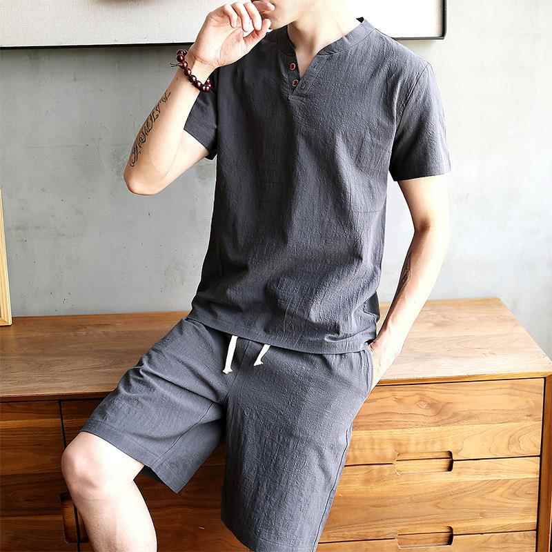 Men's Cotton Linen Set T-shirt - Linen Shirt Breathable reseña y precio