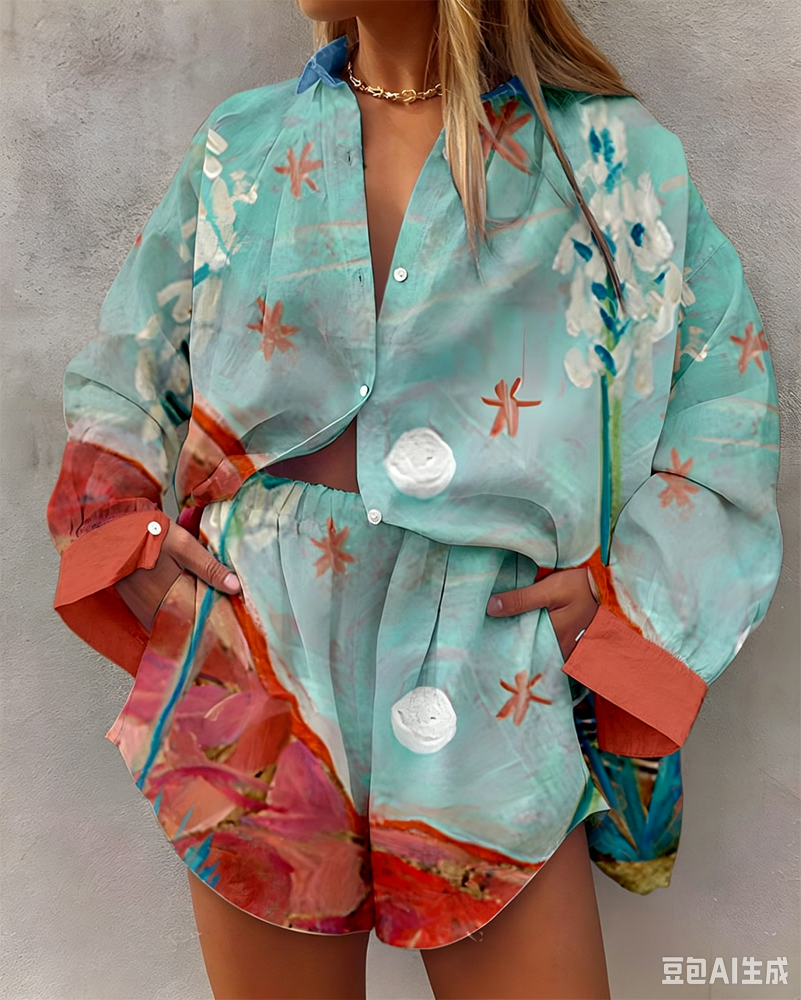 Hawaii Summer Fashion Long Sle - Resort Shirt Floral reseña y precio