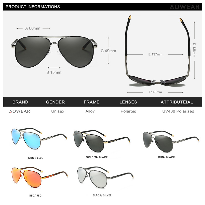 AOWEAR Men's Aviation Sunglass - Sunglasses Aviator Polarized reseña y precio