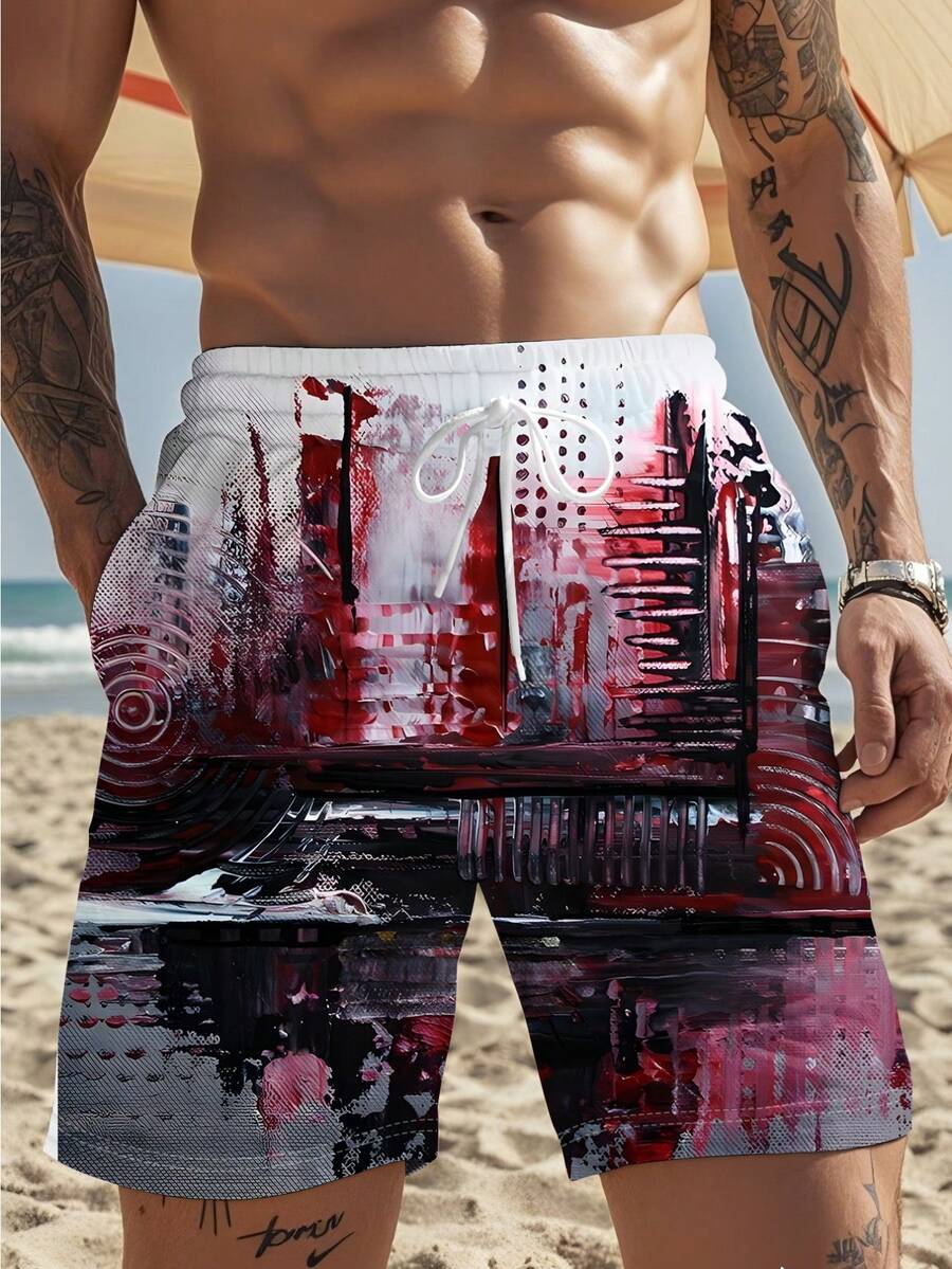 Mens Abstract Print Beach Shor - Swim Trunk Quick Dry reseña y precio