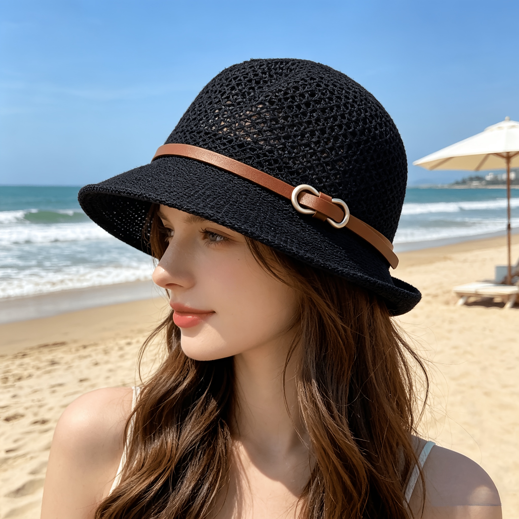 Elegant women's beach straw ha - Bucket Hat Straw reseña y precio