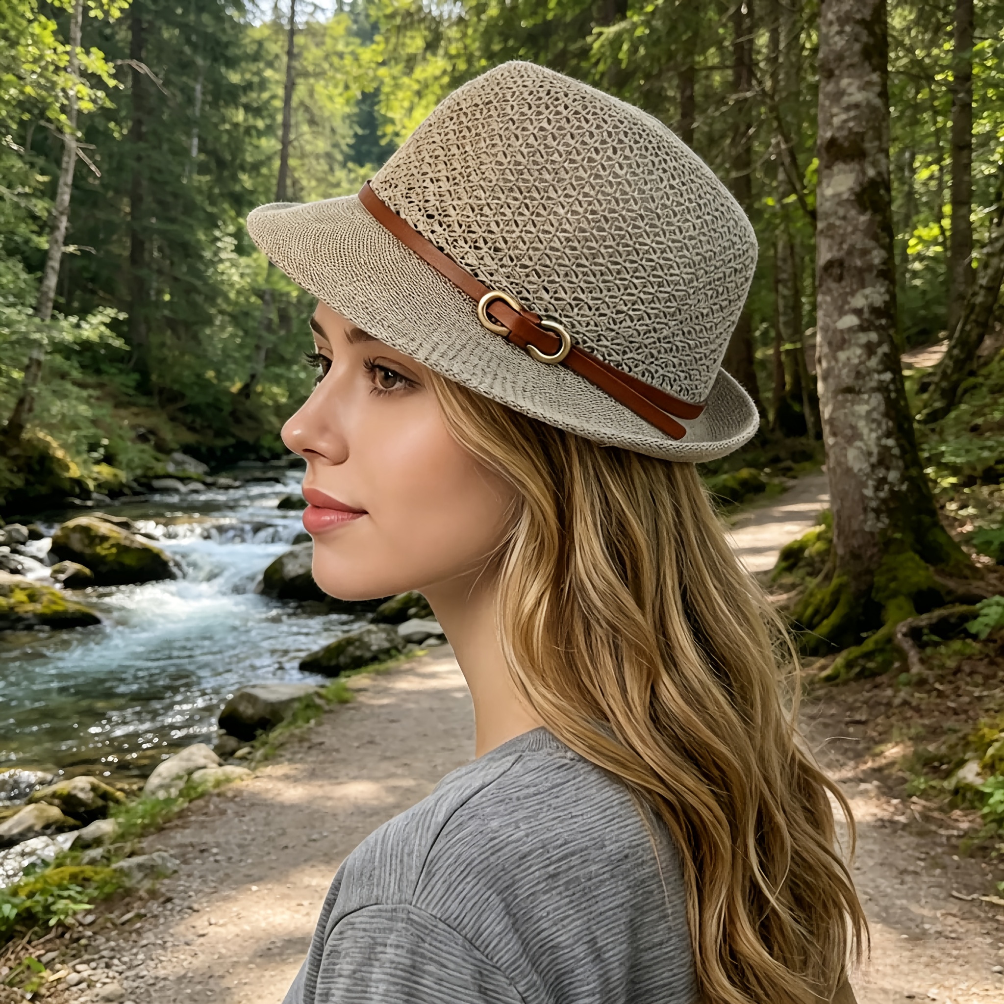 Elegant women's beach straw ha - Bucket Hat Straw reseña y precio