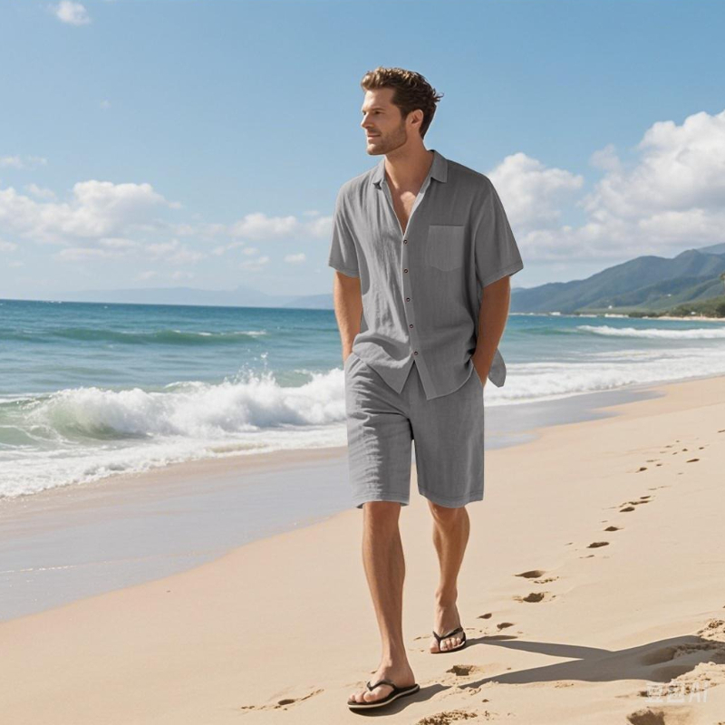 High-End Men's Summer Shorts S - Linen Shirt Breathable reseña y precio