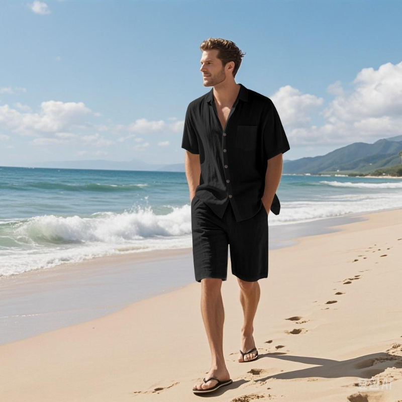 High-End Men's Summer Shorts S - Linen Shirt Breathable reseña y precio
