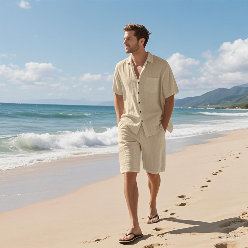 High-End Men's Summer Shorts S - Linen Shirt Breathable reseña y precio