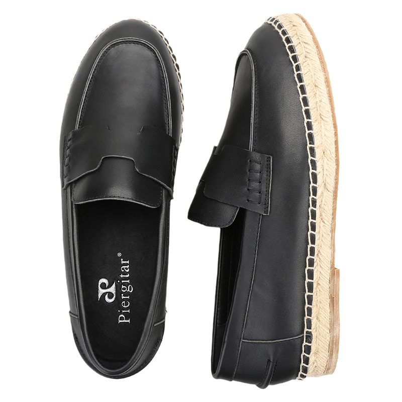 Piegitar Black Genuine Leather - Espadrille Slip On reseña y precio
