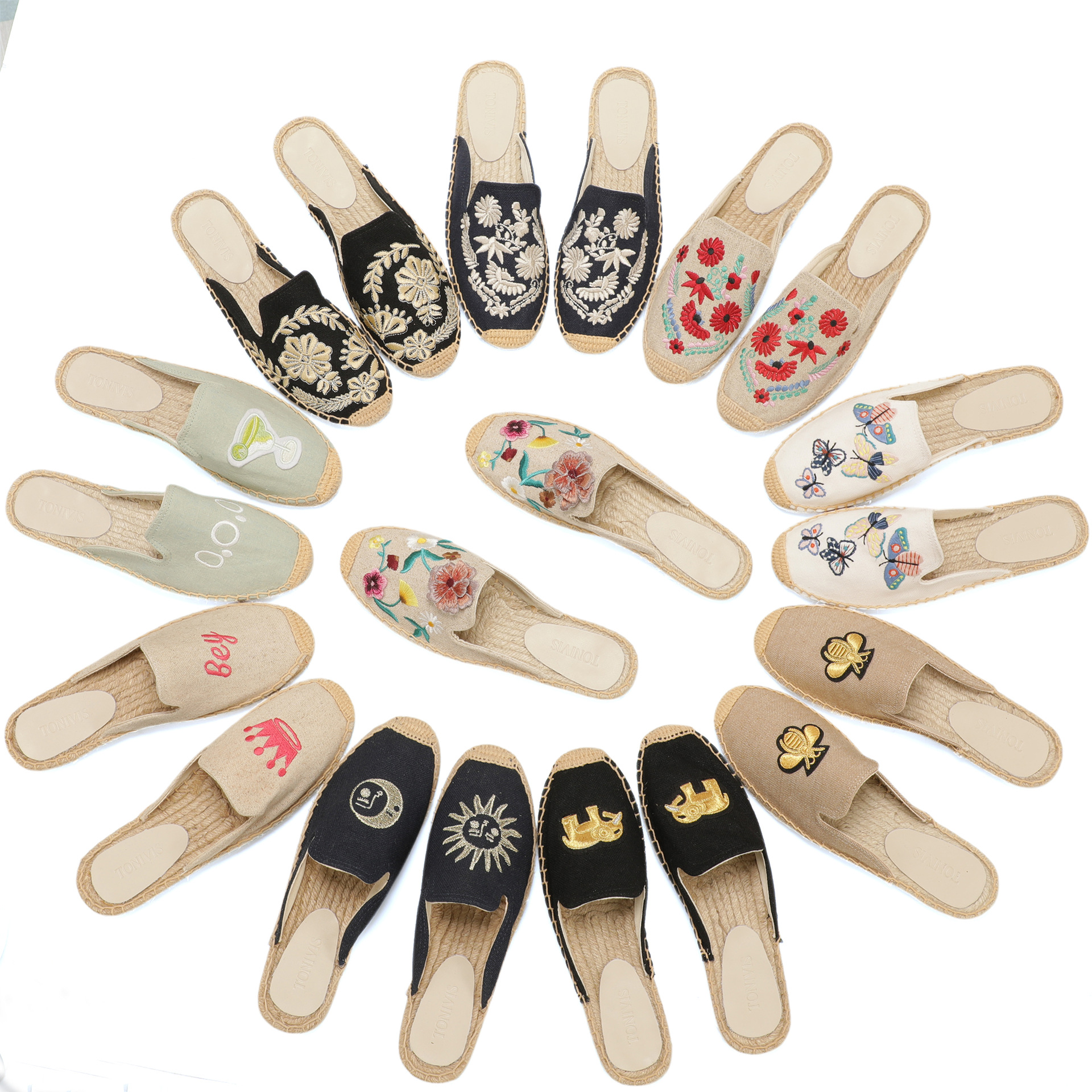 Women Floral Embroidered Espad - Espadrille Slip On reseña y precio