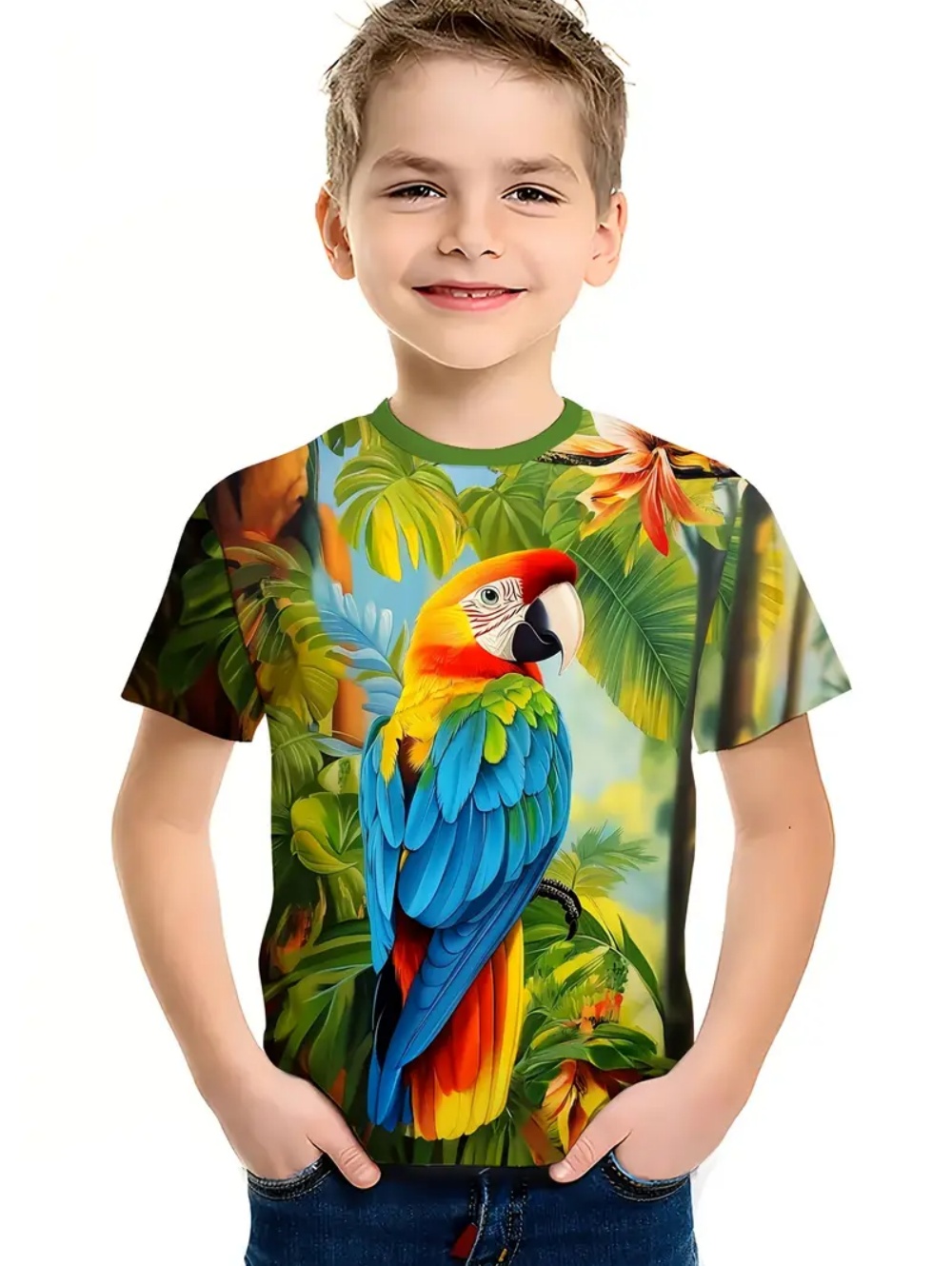 Kids' Tropical Macaw Parrots B - Tee Graphic Print reseña y precio