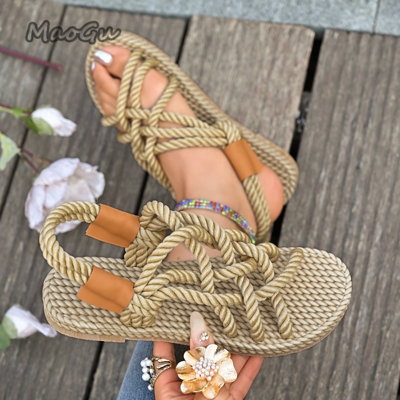 Women's Braided Rope Flat Sand - Espadrille Slip On reseña y precio