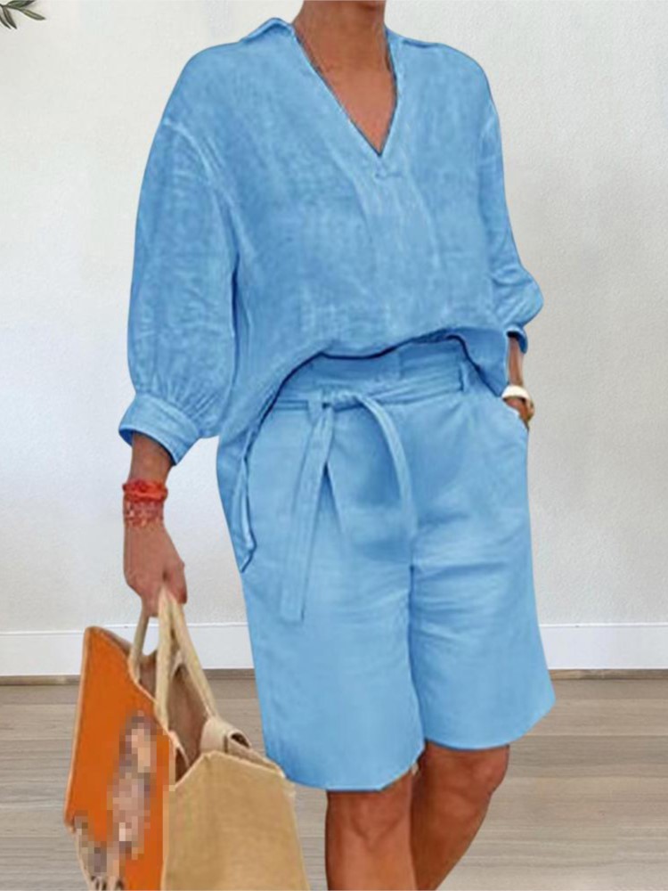 Women Suits Elegant Style Two  - Linen Shirt Breathable reseña y precio