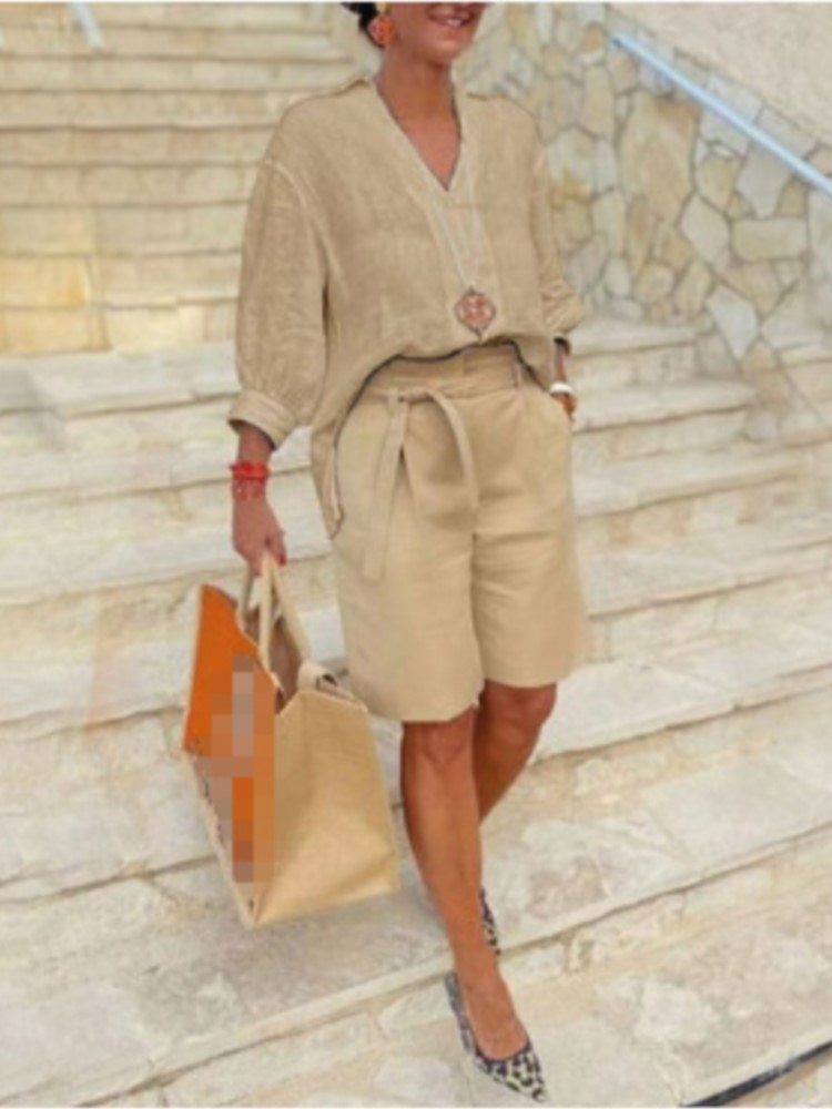 Women Suits Elegant Style Two  - Linen Shirt Breathable reseña y precio