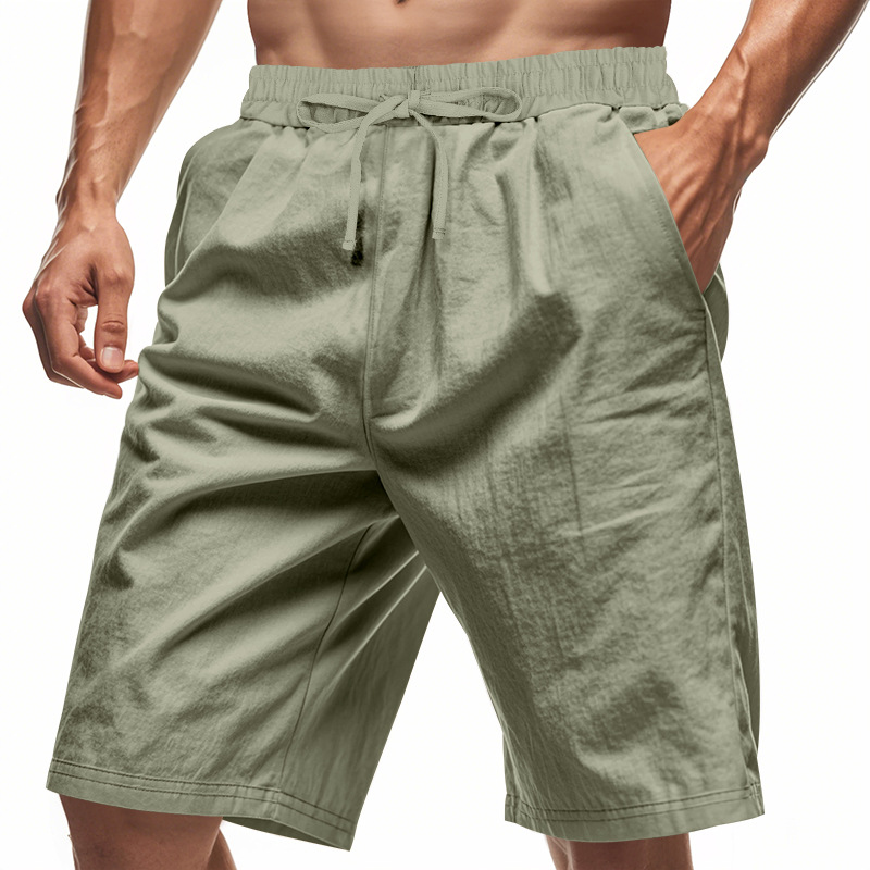 2026 New Men Cotton Linen Beac - Short Linen Drawstring reseña y precio