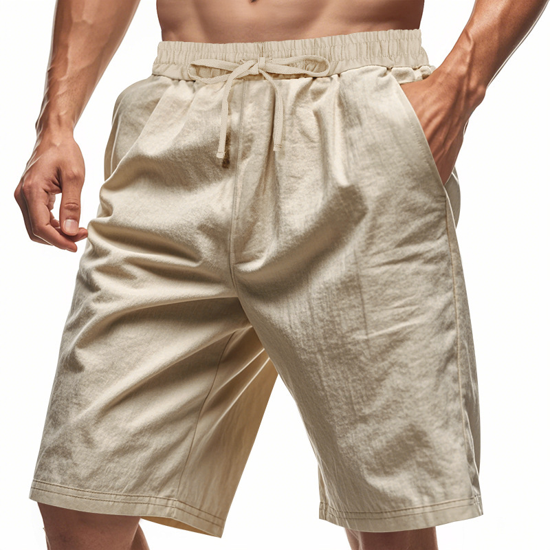 2026 New Men Cotton Linen Beac - Short Linen Drawstring reseña y precio
