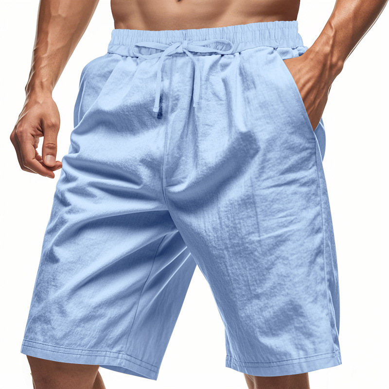 2026 New Men Cotton Linen Beac - Short Linen Drawstring reseña y precio