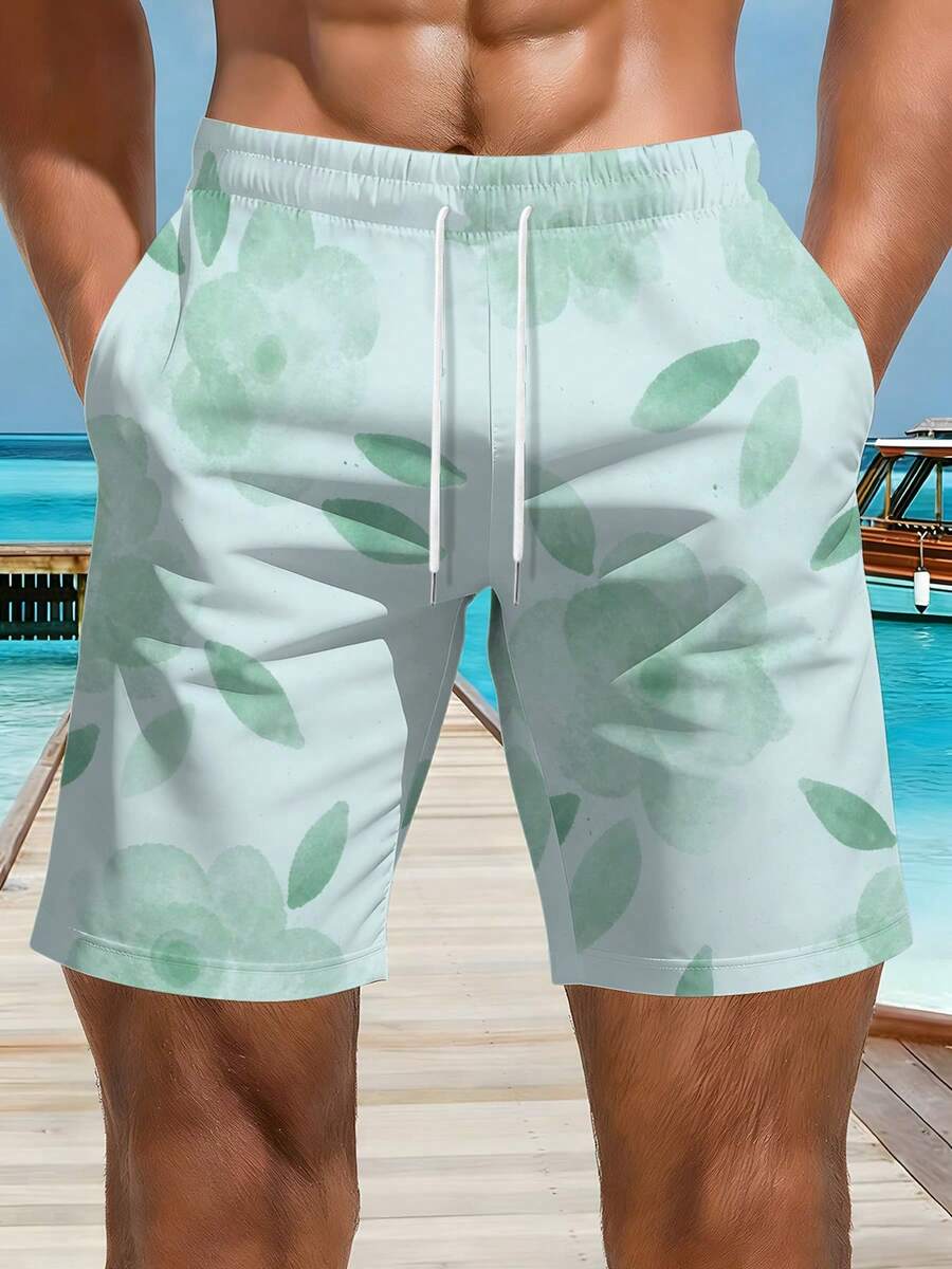 Mens Floral Print Beach Shorts - Swim Trunk Quick Dry reseña y precio